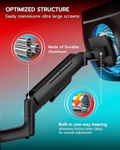 ARES WING Dual Monitor Mount with USB for 17-49 Inch Screen, Black