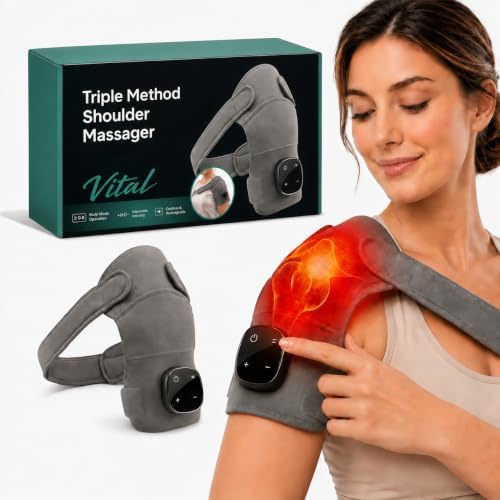 Vital Triple Method Shoulder Massager, Triple-Mode Shoulder Massager with Heat, Compression and Vibration