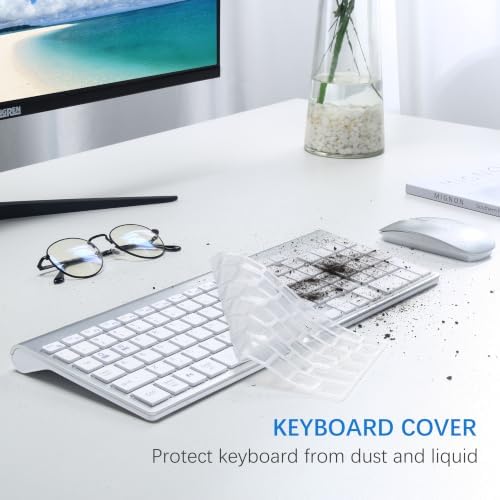 Wireless Keyboard and Mouse Ultra Slim Combo with Dual System- Silver White