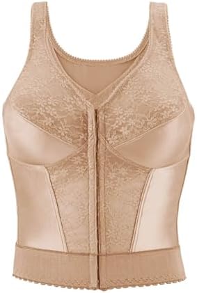 Exquisite Form 5107565 Fully Slimming Wireless Back & Posture Support Longline Bra with Front Closure & Lace