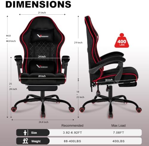 Fabric Gaming Chair for Adults, Comfortable Office Chair with Footrest