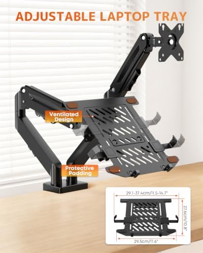 PUTORSEN Monitor and Laptop Arm for Max 32” Monitor and 17” Laptop