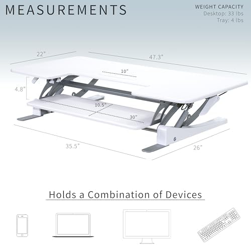 VIVO White 48 in Standing Desk Converter, DESK-V048VW