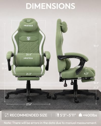 Big and Tall Gaming Chair with Footrest for Adults, Fabric