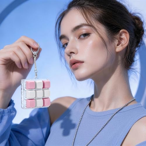 Keyboard Fidget Toy, Creamy Fidget Clicker Keyboard Fidget Keychain, Button Fidget Gifts for Adults, Boost Focus & Ease Anxiety Anywhere — Perfect Stress-Relief Gift (3×3 Grid Layout F)