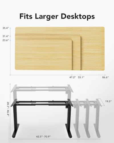 HUANUO Electric Standing Desk Frame with Double Crossbeam,Black Frame Only