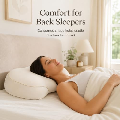 Beige Memory Foam Cervical Pillow for Neck & Shoulder Support, 23 x 12 in