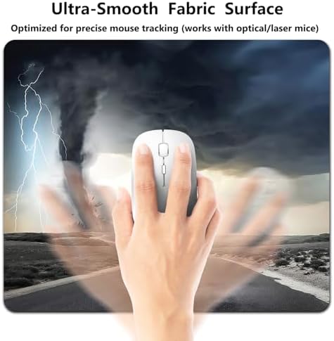 9.5x7.9 Inch Office/Gaming Mouse Pad, Nature Tornado and Lightning Over a Desert Road Cute Anti-Slip Mat for Desk