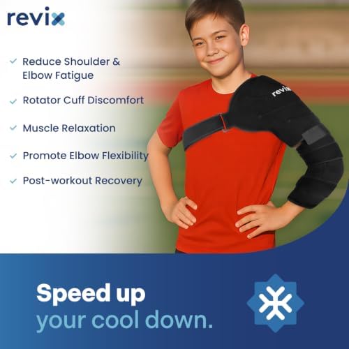 REVIX Youth Shoulder Arm Ice Pack Wrap for Pitcher, Reusable Ice Arm Sleeve