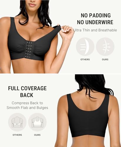 FeelinGirl Post Surgery Compression Bra for Women's Front Closure Bra
