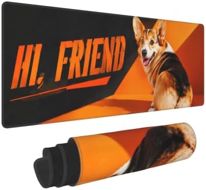 Corgi Funny Mouse Pad Mouse Pad Gaming 11.8x31.5 in Orange Black Cute