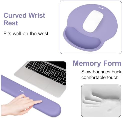 MOSISO Wrist Rest Support for Mouse Pad&Keyboard Set, Lavender Purple