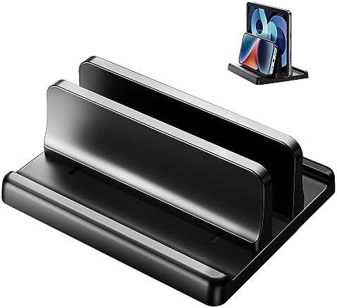 3 in 1 Vertical Laptop Stand Holder,Adjustable ABS Plastic Desktop Notebook Dock,Vertical Laptop Stand Space-Saving for All MacBook/Surface/Samsung/HP/Dell/Chrome Book