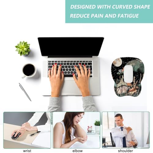 Mouse Pad with Wrist Support, Ergonomic Mousepad with Comfortable Memory Foam Wrist Rest Cushion, Relieve Wrist Pain, Non-Slip Rubber Base Gaming Mice Pad for Home Office Computer Laptop, Snail