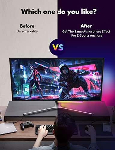 Under Monitor RGB Light Bar, LED Light for Desk Gaming Setup, USB Powered Keyboard Light, 12 Inch 5V, 353 Color Change Modes, Wireless Remote, LED Ambient Lights for Room Decor, Desk Setup, PC
