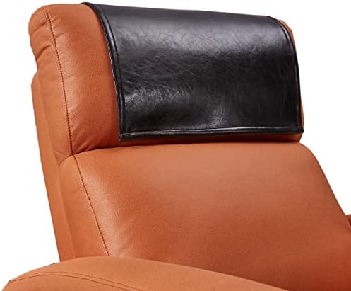 Non Slip Recliner Headrest Protector Washable Faux Leather Headrest Covers for Recliner Chair Waterproof Couch Head Rest Covers for Sofa,Furniture,Office Chair,Theater Seat (Black)