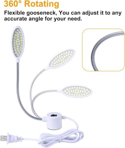 Dimmable Sewing Machine Light, 6.56ft Cord, Magnetic 30-LED Work Lamp, 2-Pk