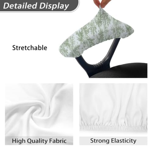 Toile de Jouy Print 2 Pcs Office Chair Armrest Covers Protectors, Soft Stretchy Computer Chair Arm Covers, Removable Office Chair Covers with Elastic Edge, Home Decor