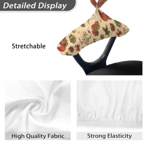 2 Piece Office Chair Arm Covers Protectors, Christmas Goose Printed Anti-Slip Dust-Proof Computer Chair Armrest Covers with Elastic Edge, Easy to Install, Christmas Home Decor