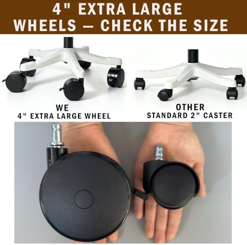 5-Pack 4" Extra Large Locking Chair Wheels for Carpet Hard Floors