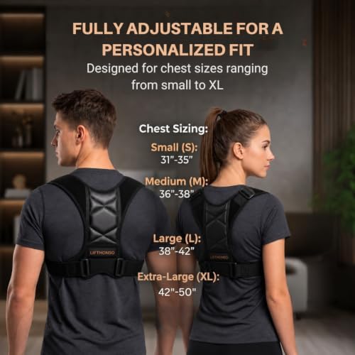 Back Posture Corrector for Adults – Adjustable Upper Back Brace for Women & Men, Breathable Shoulder Straightener & Spine Support, Helps Relieve Neck, Shoulder & Upper Back Discomfort – Discreet Under Clothes, Suitable for Office, Work & Daily Wear