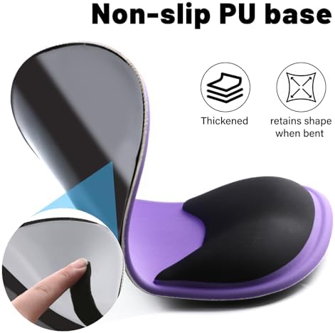 Ergonomic Mouse Pad with Wrist Rest - Gel Wrist Support Mousepad with Non-Slip PU Base for Computer, Laptop, Office & Home