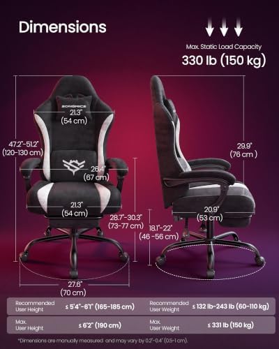 SONGMICS Gaming Chair, Ergonomic Computer Desk Chair with Footrest