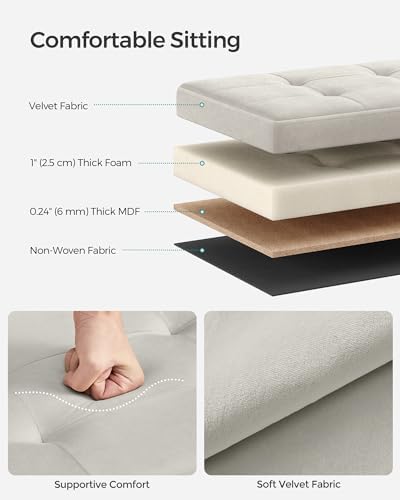 SONGMICS Small Folding Storage Ottoman, 12.2 x 16.1 x 12.2 Inches
