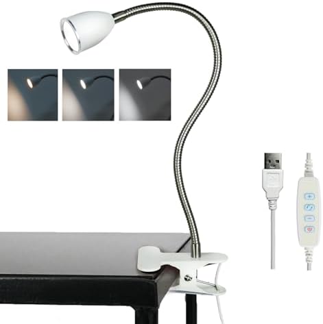 LALISU Desk lamp Eye-Caring Table Lamps, 360°Rotation LED Desk Clip Lamp