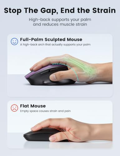 Purple Wireless Mouse for Laptop, Quiet Cordless Computer Mice for Office