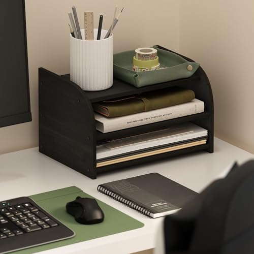 Furinno Classic 3-Tier Monitor Riser, Desk Organizers, Black Espresso