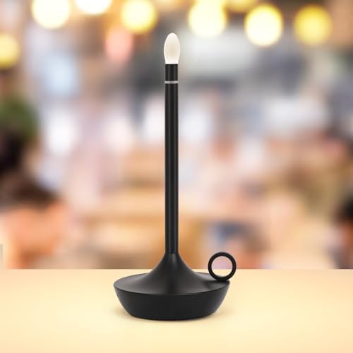 Modern Portable Table Lamp, Cordless LED Desk Lamp,Small Gold Table Lamp,Cordless LED TableLamps,Rechargeable TableLamp(Black)