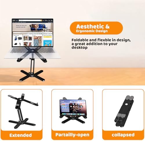 MOALLIA N86 360 Rotating Laptop Stand for Desk with Locking Knobs, Black