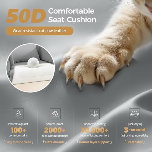 Big and Tall Office Chair 500LBS, Ergonomic High Back Leather Executive Chair, Reclining Swivel with Adjustable Armrests Lumbar Support Footrest, Cross Legged, Light Gray