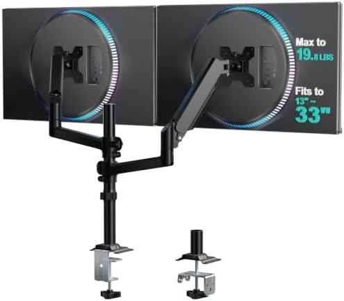 WALI Tall Dual Monitor Desk Mount for 13-33 inch Screens, 19.8 lbs per Arm