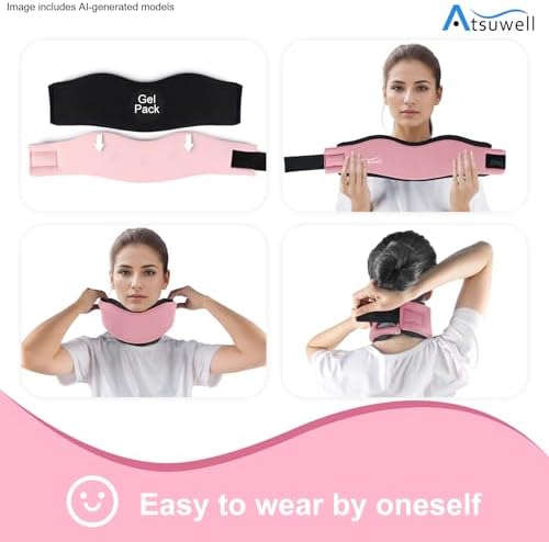 Atsuwell Ice Pack Neck Braces for Neck Pain and Support, Pink