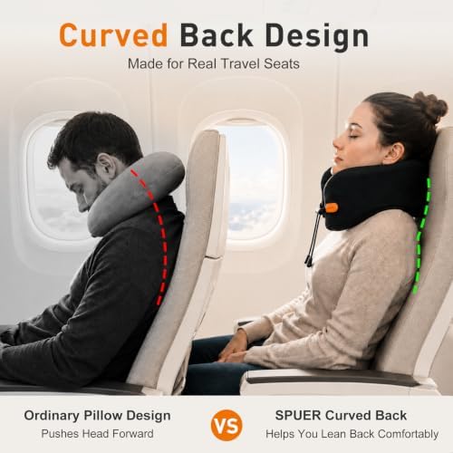 Premium Travel Pillow for Airplanes, Ergonomic Neck Pillow for Long Flights