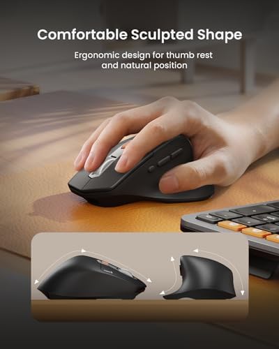 ProtoArc EKM01 Plus Wireless Ergonomic Keyboard Mouse Combo - Gray Black