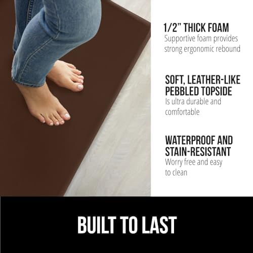 GORILLA GRIP Cushioned Kitchen Mats for Floor, 2 PK, 17x29+17x59, Brown