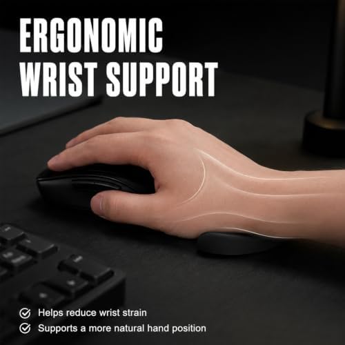 2 Pack Ergonomic Mouse Wrist Rest, Desk Silicone Sliding Wrist Pad, for Office, Gaming, Computer, Laptop, Carpal Tunnel Support, Wrist Pain Relief, Easy Typing (Black)