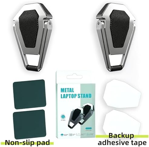 Laptop Riser Foldable Laptop Stand Portable Invisible Laptop Cooling Pad Laptop feet Suitable for 12-20 Inches Laptop Ergonomic Zinc Alloy Laptop Mini Stand Leg (Silver-2pcs)