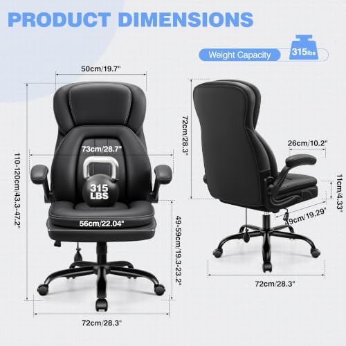Ergonomic Leather Chair, Executive High Back Office Chair, Black