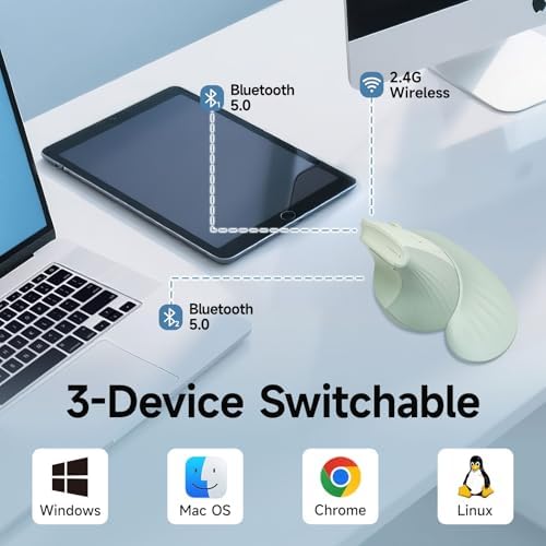 SANWA Wireless Ergonomic Mouse for Large Hands with Wrist Rest, Green