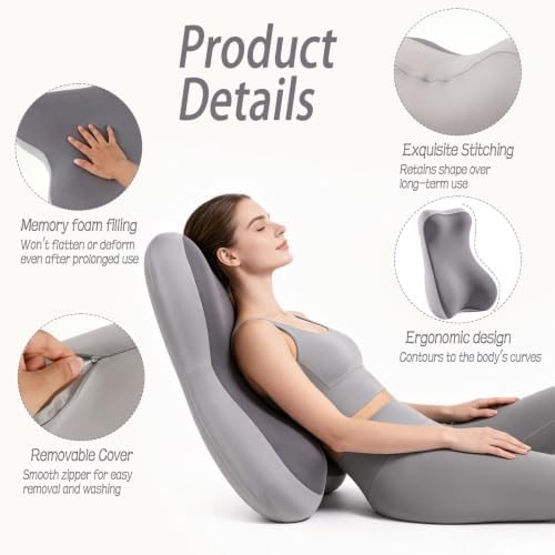 2-in-1 Neck and Lumbar Support Pillow, Recliner Back Cushion with Cover