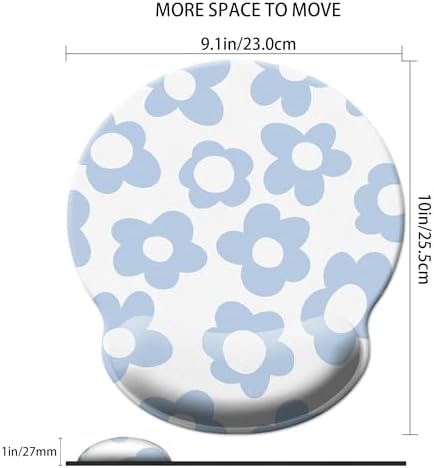 Blue Mouse Pad Wrist Support,Ergonomic Mouse Pad with Wrist Rest,Comfortable Mousepad with Smooth Wrist Rest,Pain Relief Mouse Pads for Non-Slip Base,Computer,Laptop,Office，Home(Vintage Groovy Flower)