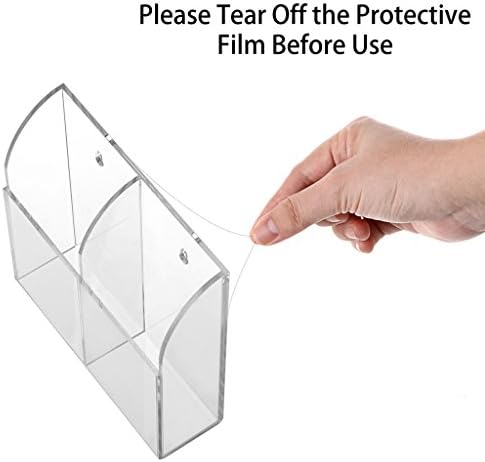 Hipiwe Wall Mount Remote Control Holder Acrylic Media Organizer, 2 Slots