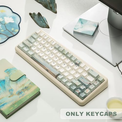 YUNZII Spring Tea 140 Keys PBT Dye-Sub Keycaps (Cherry Profile, Spring Tea)