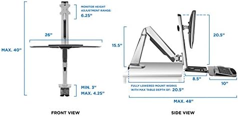 Mount-It! Single Monitor Arm Desk Mount Sit-Stand Workstation, Clamp Base