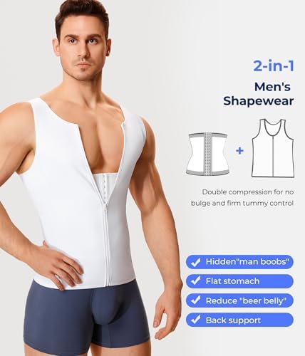 TAILONG Men Compression Shirt for Body Slimming Tank Top Shaper Tight Undershirt Tummy Control Girdle