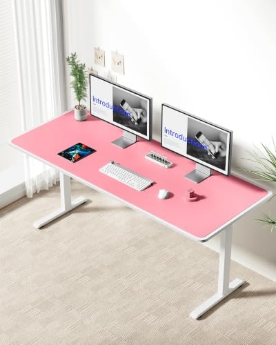 YSAGi Leather Desk Pad Protector, Office Desk Mat, Large Mouse Pad, Non-Slip PU Leather Desk Blotter, Laptop Desk Pad, Waterproof Desk Writing Pad for Office and Home (Pink, 55" x 24")
